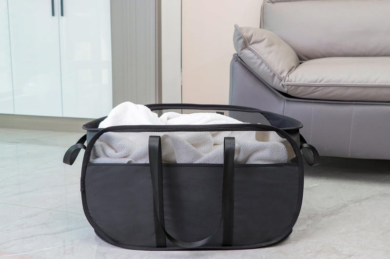 XIAYAN Pop Up Laundry Hamper,with Durable Handles collapsible laundry basket,Easy to Open and Fold for college Dorm,kids room,travel (2 black) - Image 3